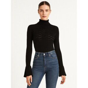 Co Turtleneck Sweater wool blend Womens Black Size S